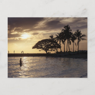 Sonnenuntergang am Waikiki-Strand Feiertagspostkarte