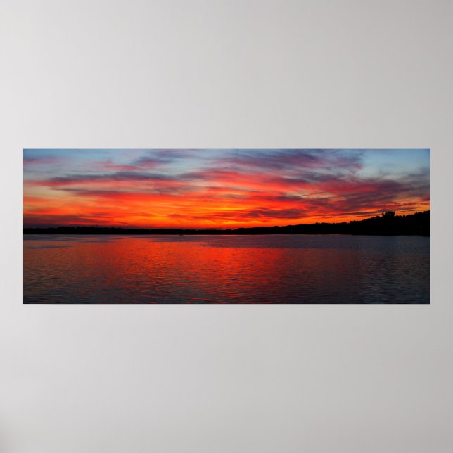 Sonnenuntergang am West Lake Panorama Poster (Vorne)