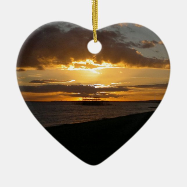Sonnenuntergang an Brighton-Strand Keramikornament (Vorne)