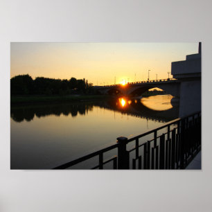 Sonnenuntergang an der Broad Street Bridge in Colu Poster