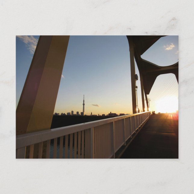 Sonnenuntergang an der Horikirihinan-Brücke: Tokio Postkarte (Vorderseite)