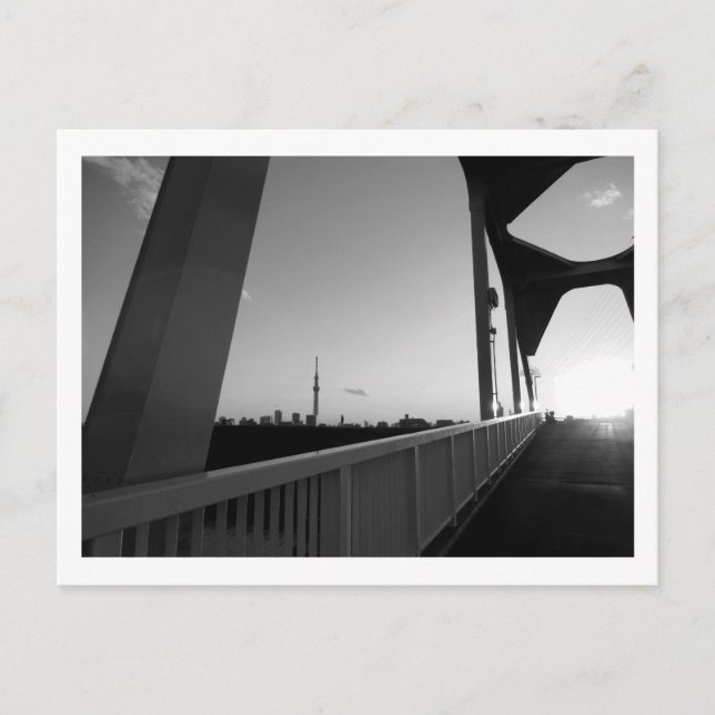 Sonnenuntergang an der Horikirihinan-Brücke: Tokio Postkarte (Vorderseite)