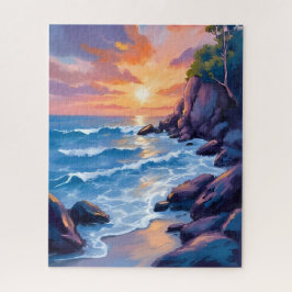 Sonnenuntergang an der Ocean Bay | Wasserfarben am Puzzle