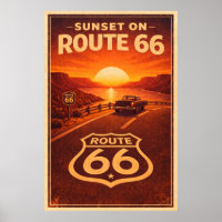 Sonnenuntergang an der Route 66 Litho