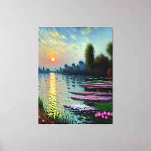 Sonnenuntergang an der Seine Art Leinwanddruck