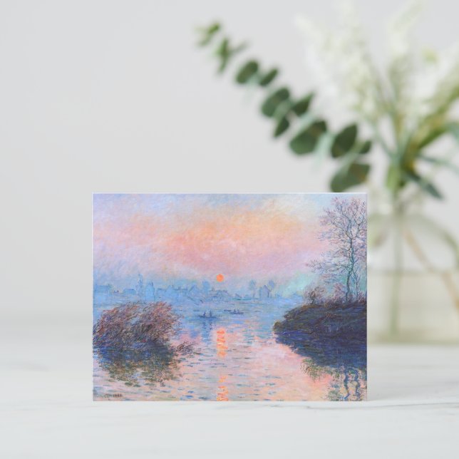 Sonnenuntergang an der Seine-Claude Monet Postkarte (Stehend Vorderseite)