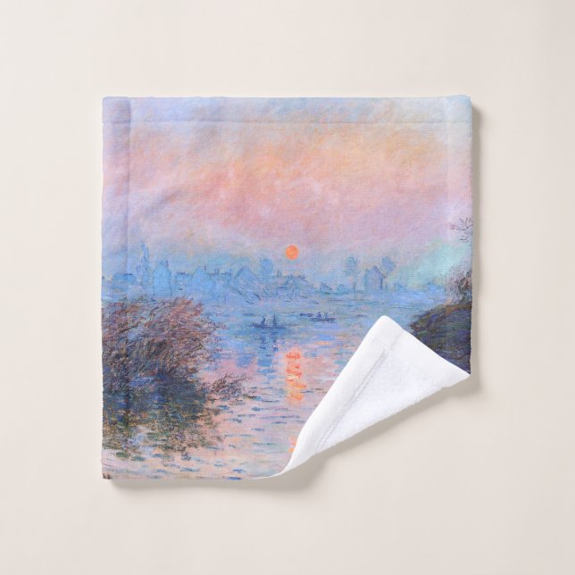 Sonnenuntergang an der Seine-Claude Monet Waschlappen (Waschlappen)