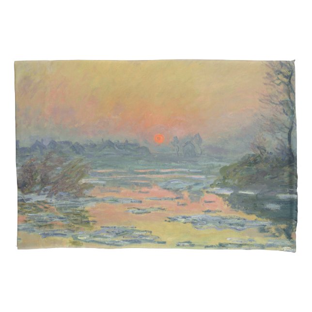 Sonnenuntergang an der Seine im Winter (Claude Mon Kissenbezug (Vorderseite-Links)