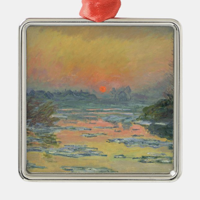 Sonnenuntergang an der Seine im Winter (Claude Mon Ornament Aus Metall (Vorne)