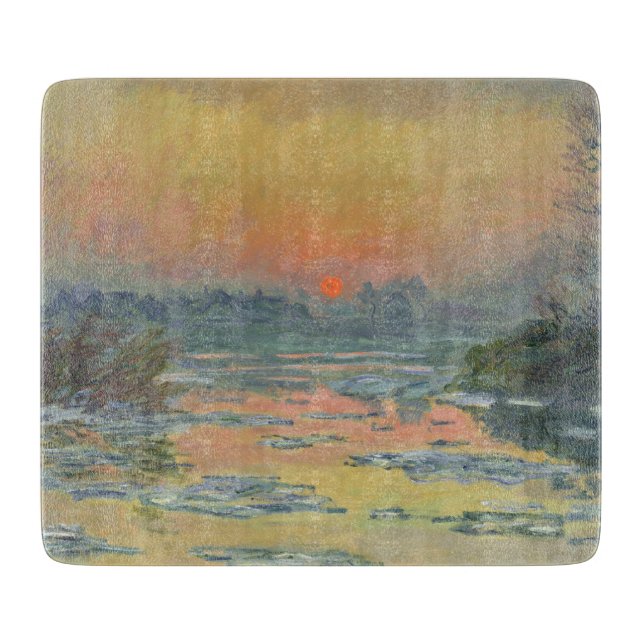 Sonnenuntergang an der Seine im Winter (Claude Mon Schneidebrett (Vorderseite)