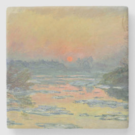 Sonnenuntergang an der Seine im Winter (Claude Mon Steinuntersetzer