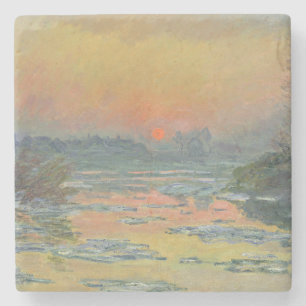 Sonnenuntergang an der Seine im Winter (Claude Mon Steinuntersetzer