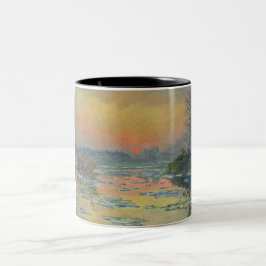 Sonnenuntergang an der Seine im Winter (Claude Mon Zweifarbige Tasse