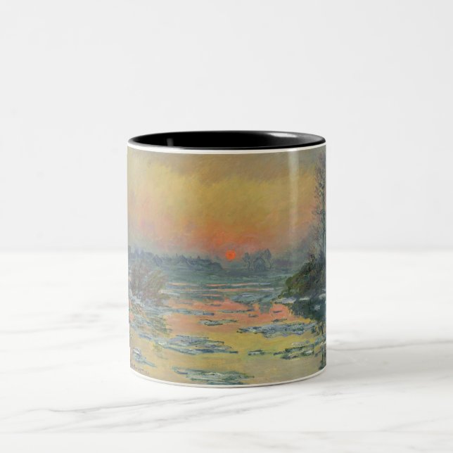 Sonnenuntergang an der Seine im Winter (Claude Mon Zweifarbige Tasse (Mittel)
