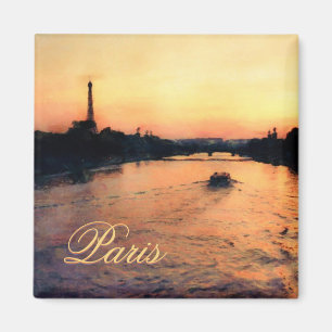 Sonnenuntergang an der Seine in Paris, Frankreich, Magnet
