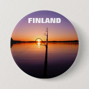 Sonnenuntergang an einem Sommer See gesehen durch  Button