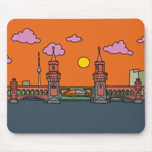 Sonnenuntergang an Oberbaum Brücke in Berlin Mousepad (Vorne)