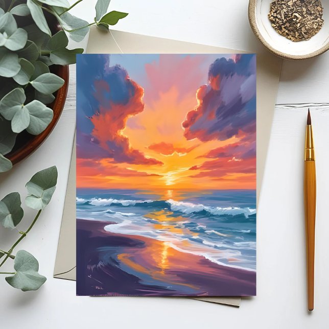 Sonnenuntergang Aquarellbilder Postkarte (Von Creator hochgeladen)