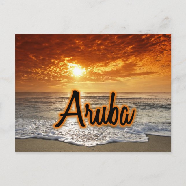 Sonnenuntergang Aruba Postkarte (Vorderseite)