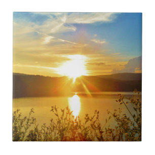 Sonnenuntergang auf dem Bergsee Arrowhead Fliese