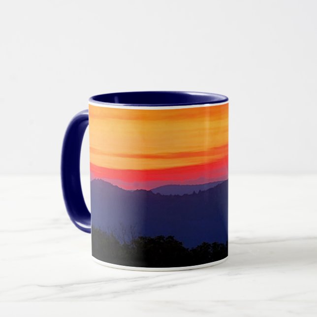 Sonnenuntergang auf dem Blue Ridge Parkway Tasse (Vorderseite Links)