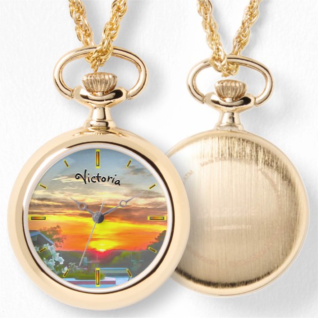 Sonnenuntergang auf dem Dach 2295 - Necklace Watch Armbanduhr (Von Creator hochgeladen)