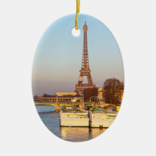Sonnenuntergang auf dem Eiffelturm und Pont Rouell Keramik Ornament