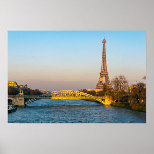 Sonnenuntergang auf dem Eiffelturm und Pont Rouell Poster
