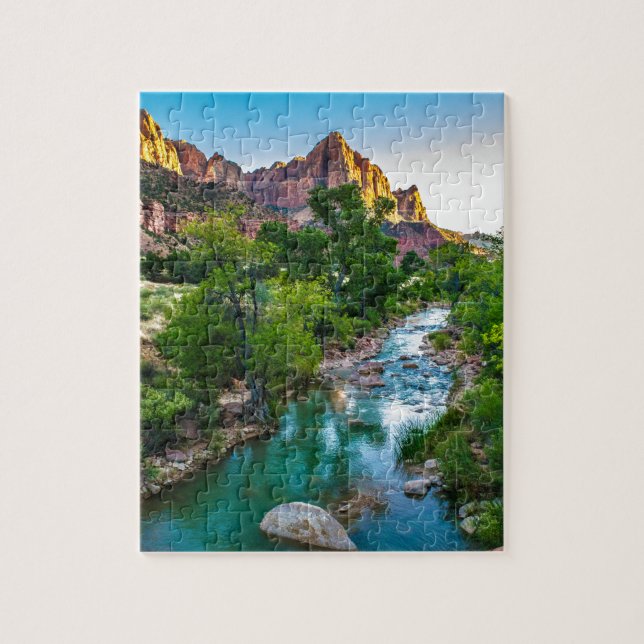 Sonnenuntergang auf dem Fluss in Zion, Utah Puzzle (Vertikal)