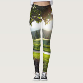 Sonnenuntergang auf dem Golfplatz Leggings