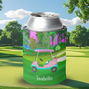 Sonnenuntergang auf dem Golfplatz Pink Leather Gol Dosenkühler