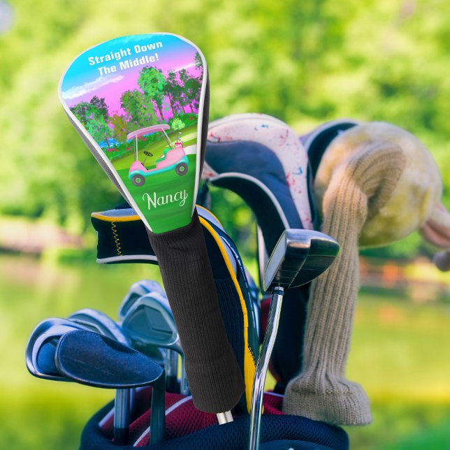 Sonnenuntergang auf dem Golfplatz Pink Leather Gol Golf Headcover (Von Creator hochgeladen)