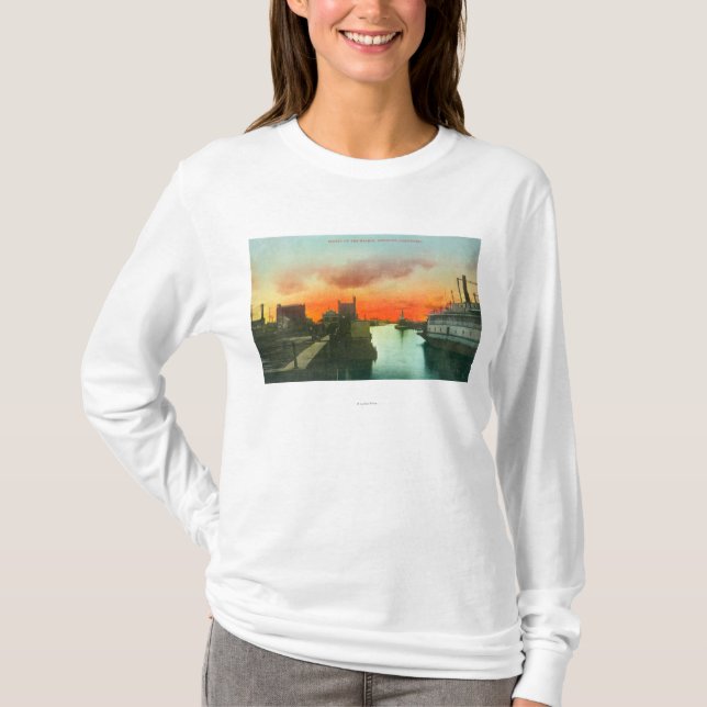 Sonnenuntergang auf dem Hafen ViewStockton, CA T-Shirt (Vorderseite)