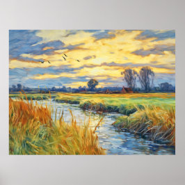 Sonnenuntergang auf dem Havel Poster