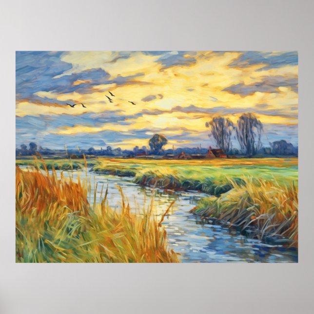 Sonnenuntergang auf dem Havel Poster (Vorne)