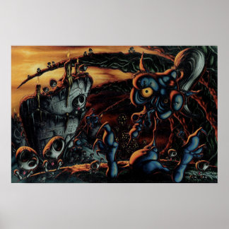 Sonnenuntergang auf dem Hügel Poster