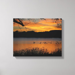 Sonnenuntergang auf dem Lake Wrapped Canvas Print Leinwanddruck