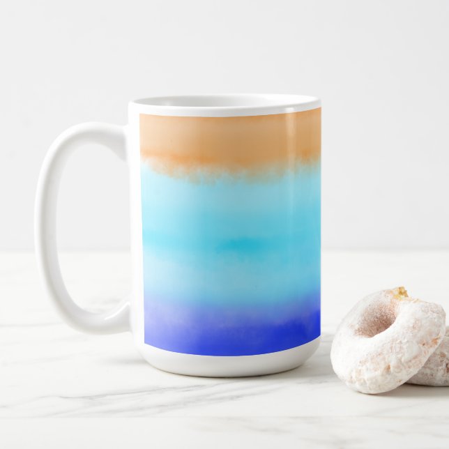 Sonnenuntergang auf dem Meer Aquarell Abstrakte Ku Kaffeetasse (Mit Donut)