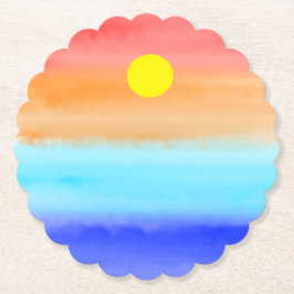 Sonnenuntergang auf dem Meer Aquarell Abstrakte Ku Untersetzer