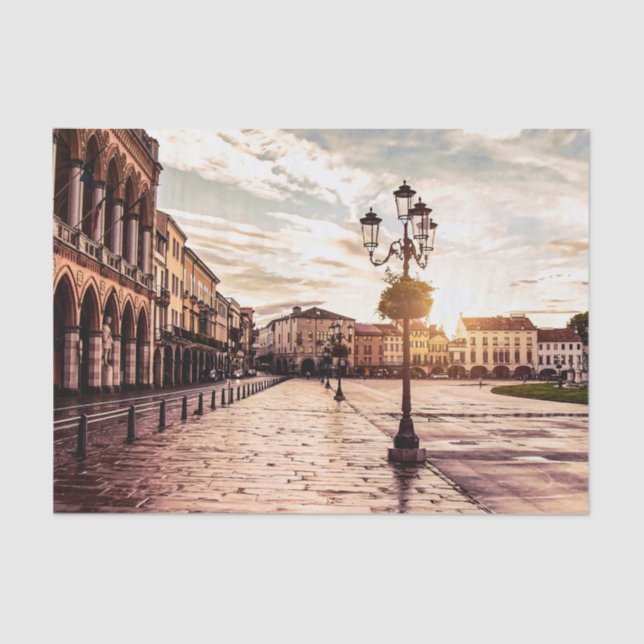 Sonnenuntergang auf dem Platz Padova in Italien Seidenpapier (Vorderseite)