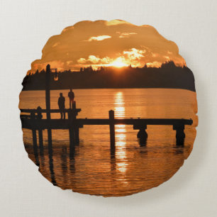 Sonnenuntergang auf dem Rundkissen Rundes Kissen