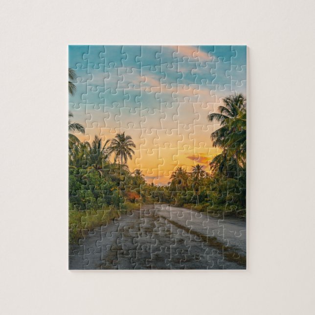 Sonnenuntergang auf dem Sandstrand Puzzle (Vertikal)