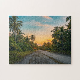 Sonnenuntergang auf dem Sandstrand Puzzle