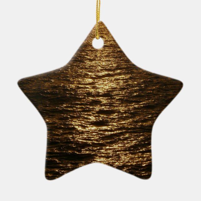 Sonnenuntergang auf dem Wasser Abstrakte Ozeanfoto Keramikornament (Vorne)