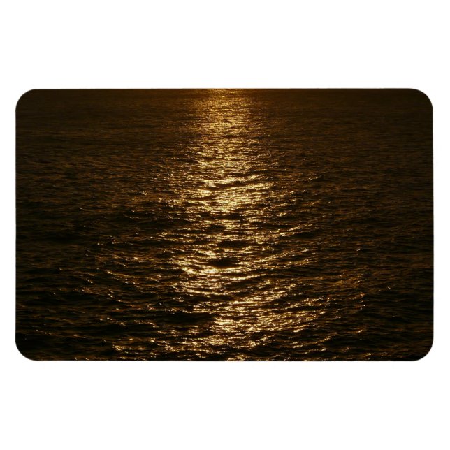 Sonnenuntergang auf dem Wasser Abstrakte Ozeanfoto Magnet (Horizontal)