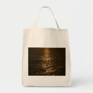 Sonnenuntergang auf dem Wasser Abstrakte Ozeanfoto Tragetasche