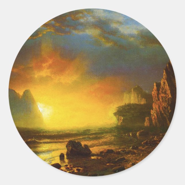 Sonnenuntergang auf den Aufklebern an der kaliforn Runder Aufkleber (Vorderseite)