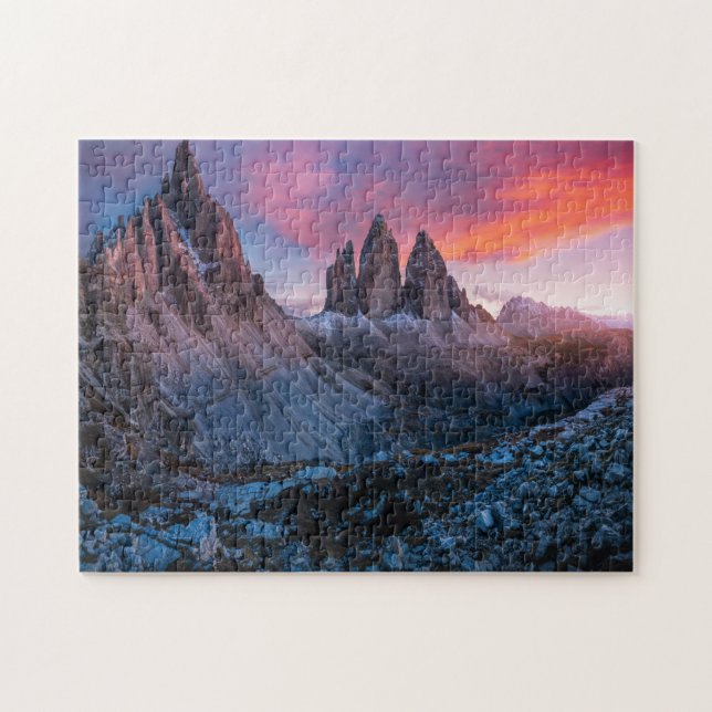 Sonnenuntergang auf den Dolomiten Berg Italien Jig Puzzle (Horizontal)