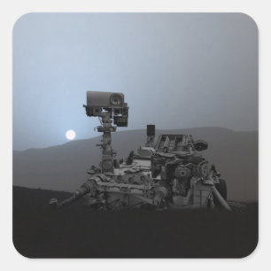 Sonnenuntergang auf den Mars Neugier Rover Quadratischer Aufkleber