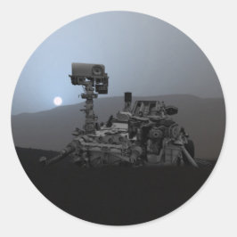 Sonnenuntergang auf den Mars Neugier Rover Runder Aufkleber